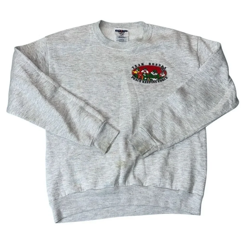 Vintage looney tunes sweater men’s large jerzees cartoon graphic humanitarian bo